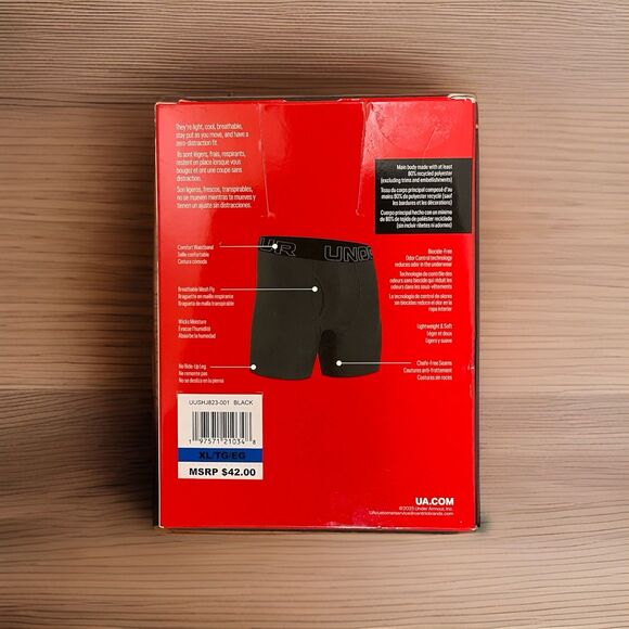Under Armour Performance Tech Boxerjock Men’s XL 6" Black 3-Pack - Picture 2 of 4